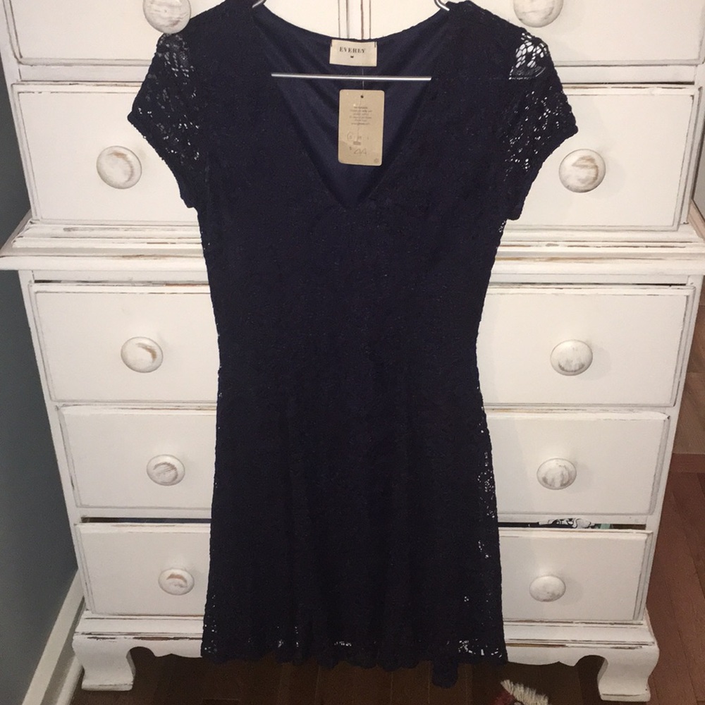 NWT Navy Blue Lace VNeck Dress